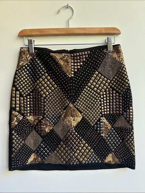 Guess Dresses & Skirts - Guess Black & Gold Embellished Geometric Mini Skirt